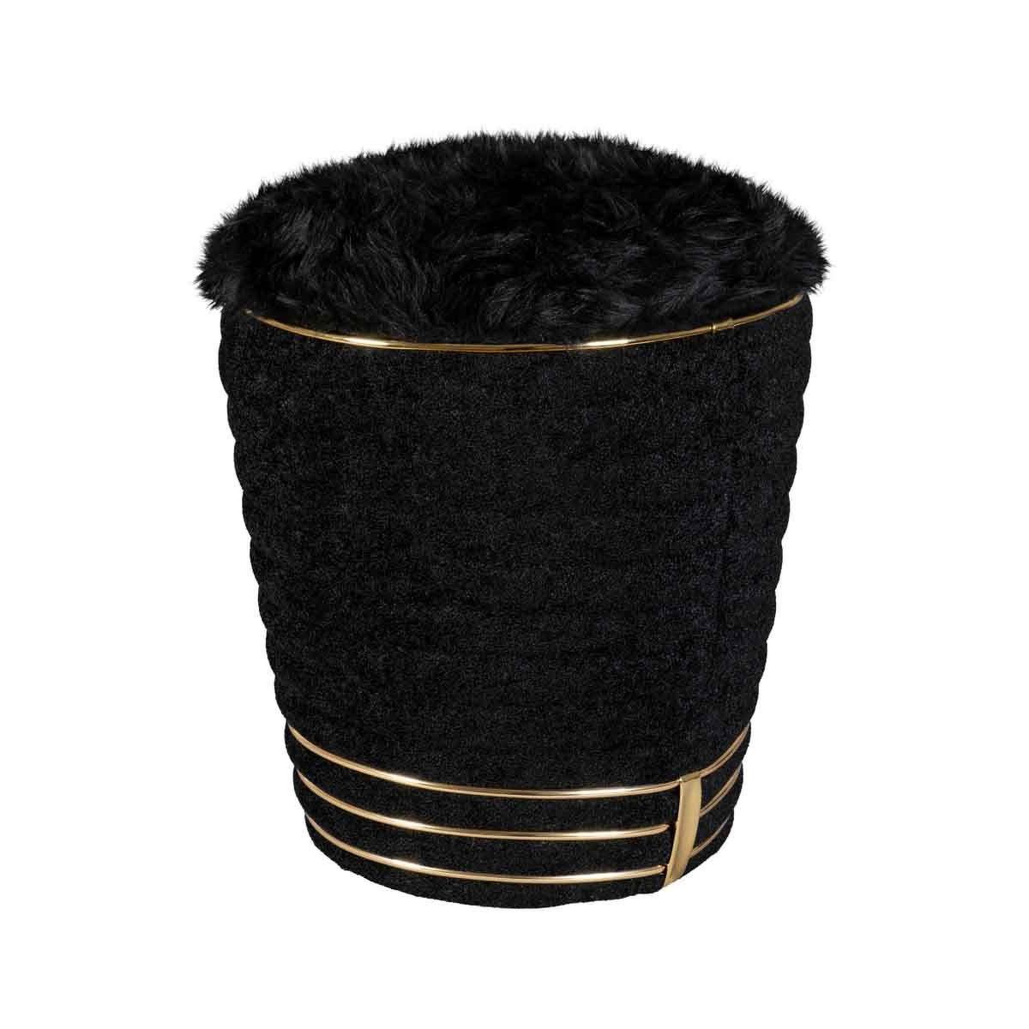 Voir la diapositive 2 : Paris Prix Tabouret déco en tissu  doric  50cm noir & or