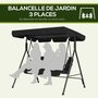 Voir la diapositive 6 : OUTSUNNY Balancelle de jardin 3 places toit réglable coussins assise dossier acier polyester noir
