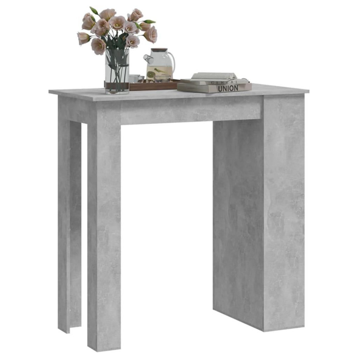 VIDAXL Table de bar a etagere de rangement Gris beton 102x50x103,5 cm