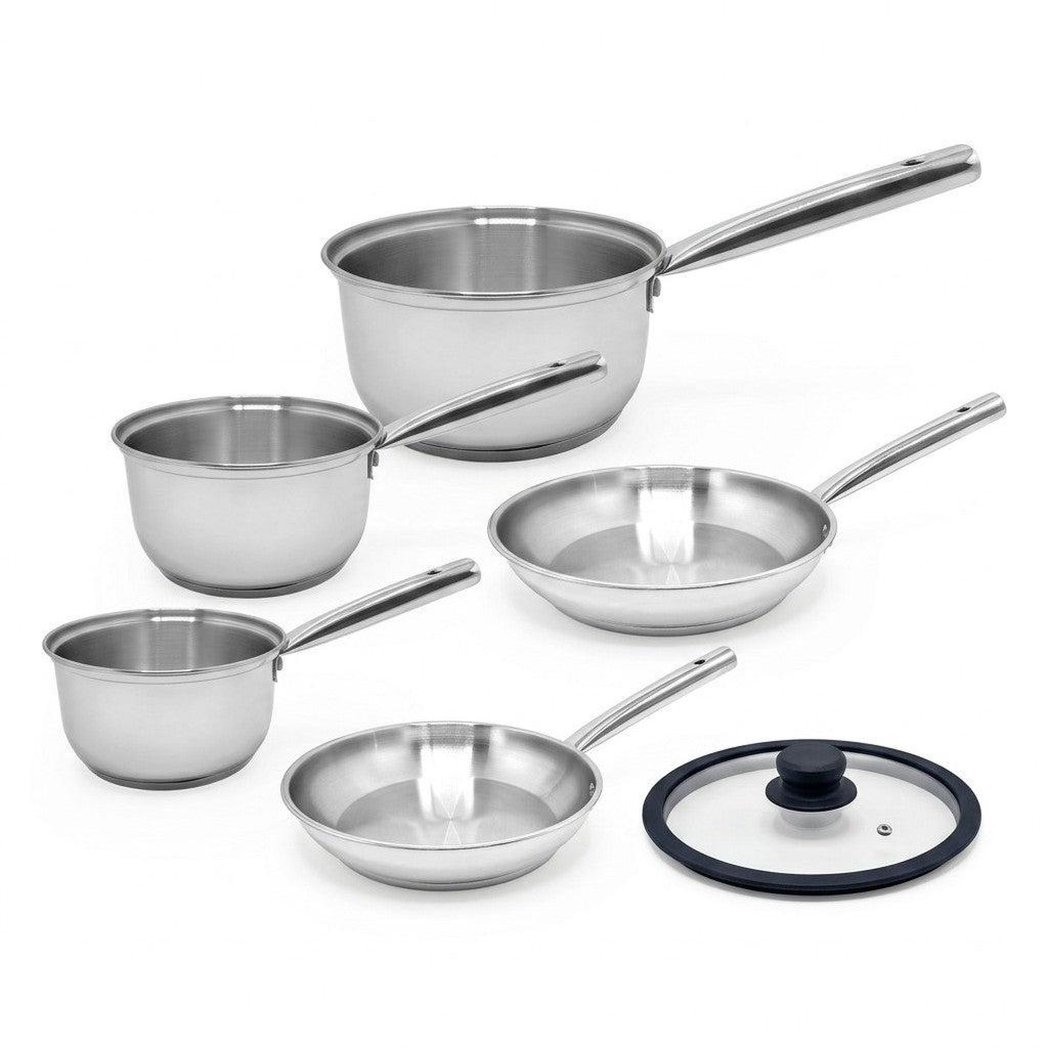 Fackelmann Lot de 3 casseroles 18/20 cm et 2 poêles en inox 20/24 cm avec couvercle fackelmann rhona
