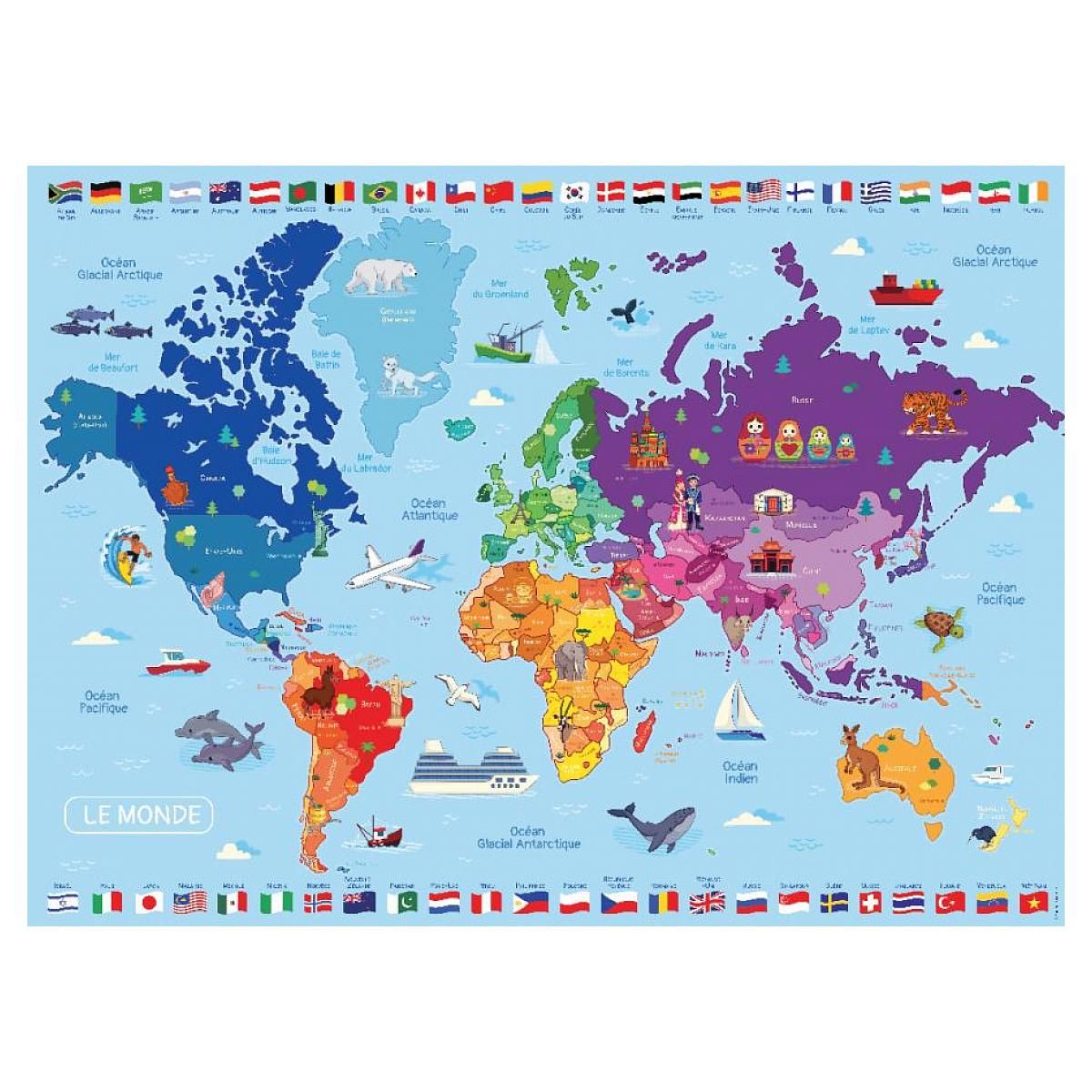 Nathan Puzzle éducatif 250 pièces - Carte du Monde pour enfants