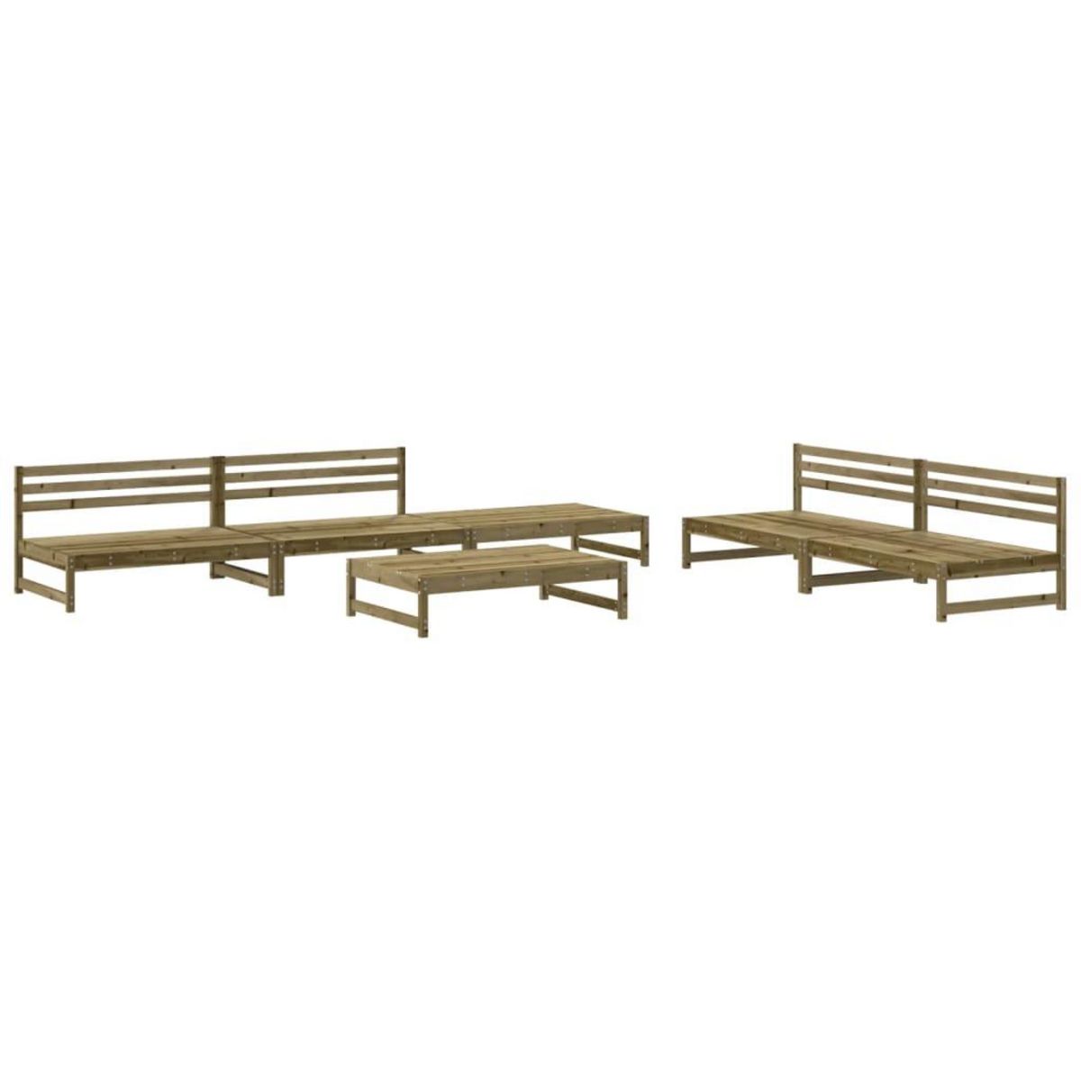 VIDAXL Salon de jardin 6 pcs bois de pin impregne