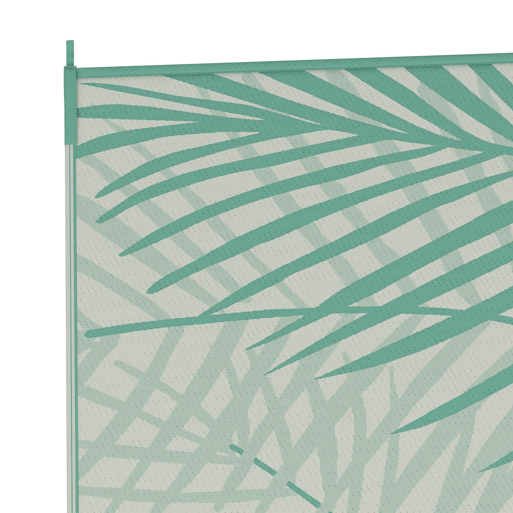 Voir la diapositive 4 : OUTSUNNY Tapis d'extérieur réversible imperméable dim. 365L x 274l cm motif feuillage sac transport motif feuillage PP vert crème