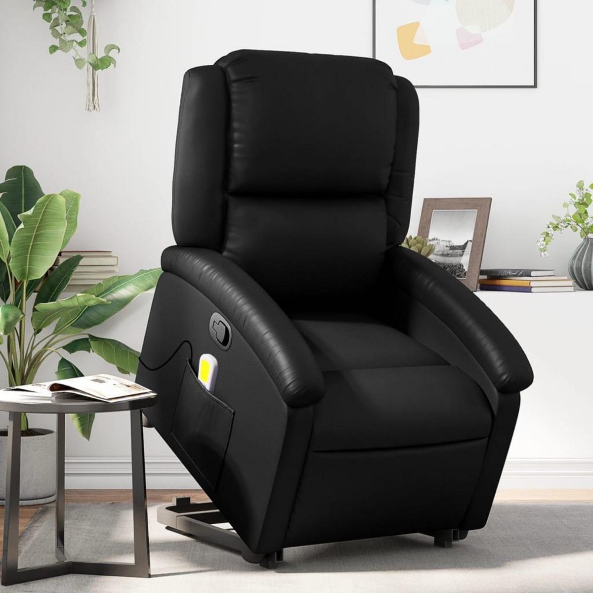 VIDAXL Fauteuil inclinable de massage Noir Similicuir