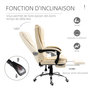 Voir la diapositive 5 : HOMCOM Fauteuil de bureau fauteuil manager grand confort réglable dossier inclinable repose-pied revêtement synthétique crème
