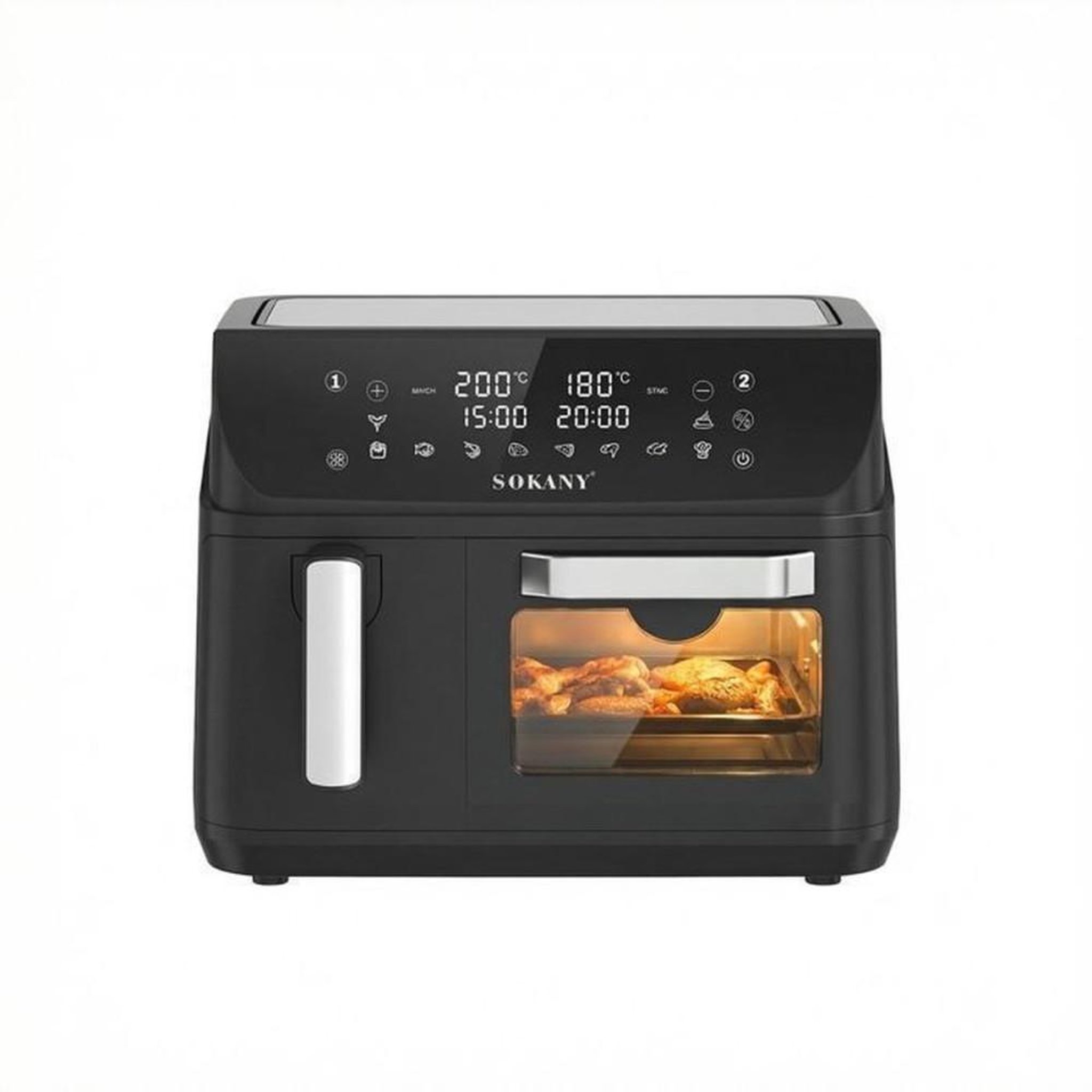 Friteuse double cuve sans huile à écran tactile 12,5L 2400W 80–200°C 10 programmes