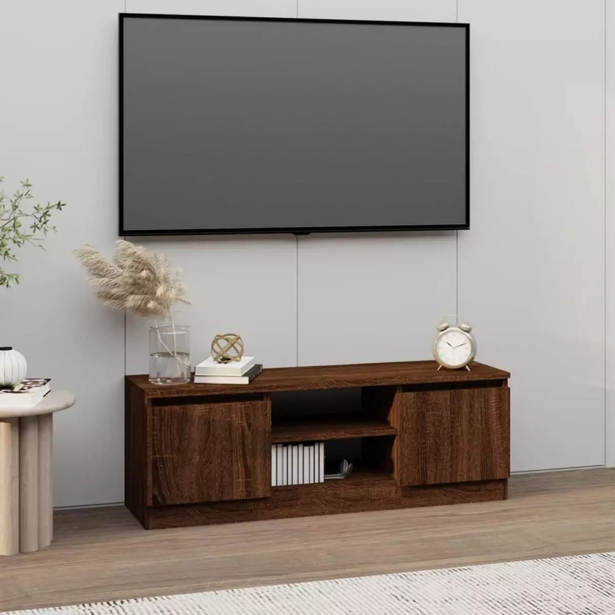VIDAXL Meuble TV avec porte Chene marron 102x30x36 cm