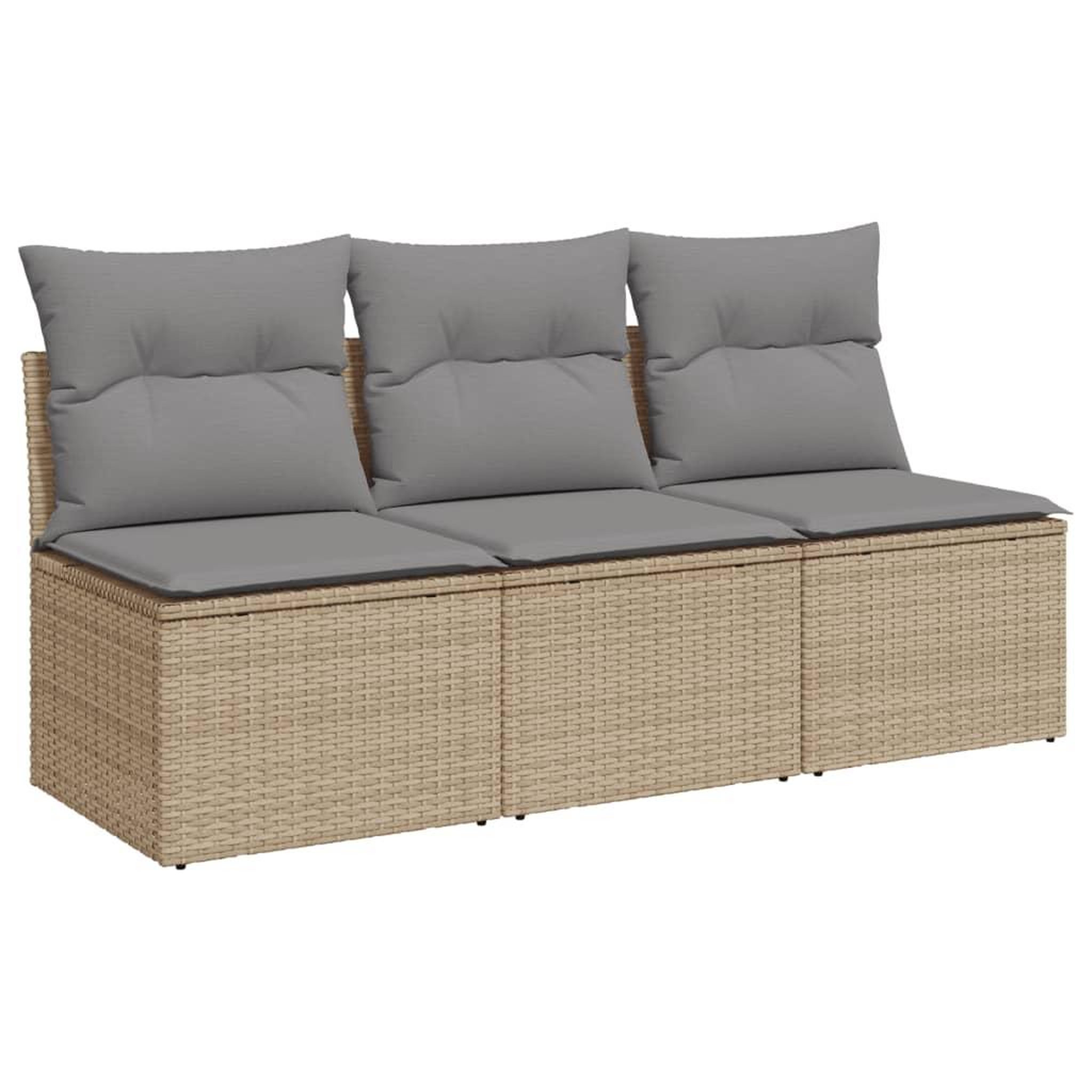 Voir la diapositive 2 : VIDAXL Canape de jardin avec coussins 3 places beige resine tressee