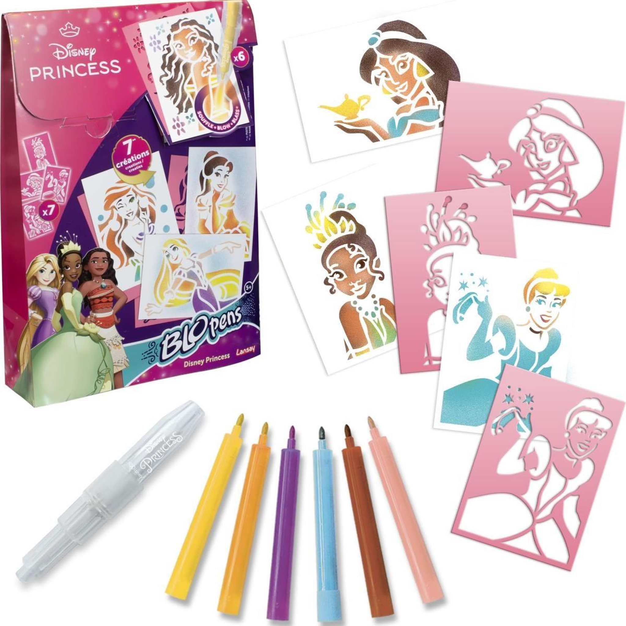 Voir la diapositive 2 : LANSAY Blopens - LANSAY - Disney Princess - 7 pochoirs - Des 5 ans
