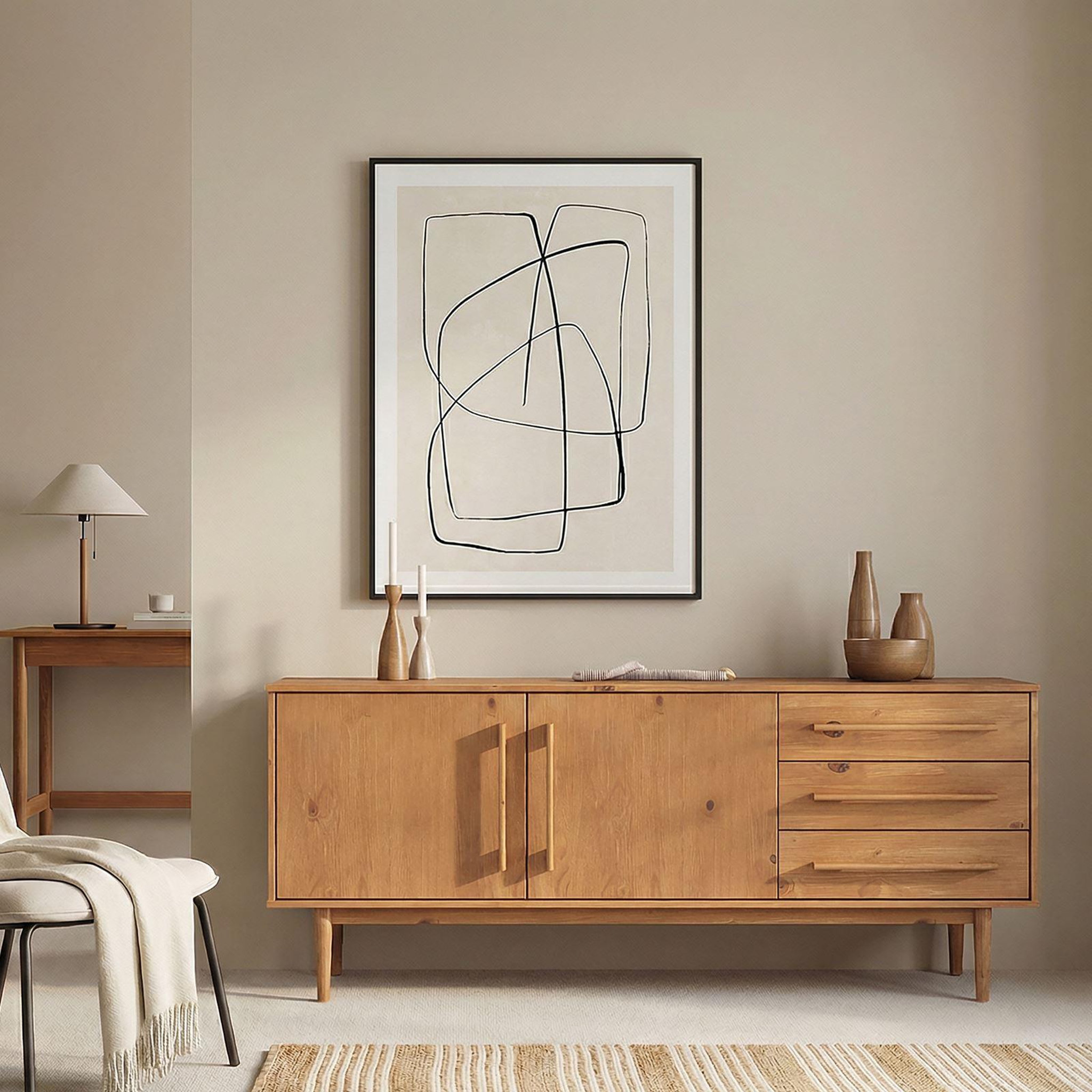 Voir la diapositive 2 : IDIMEX Buffet TECCA L 170 cm 2 portes 3 tiroirs en bois massif