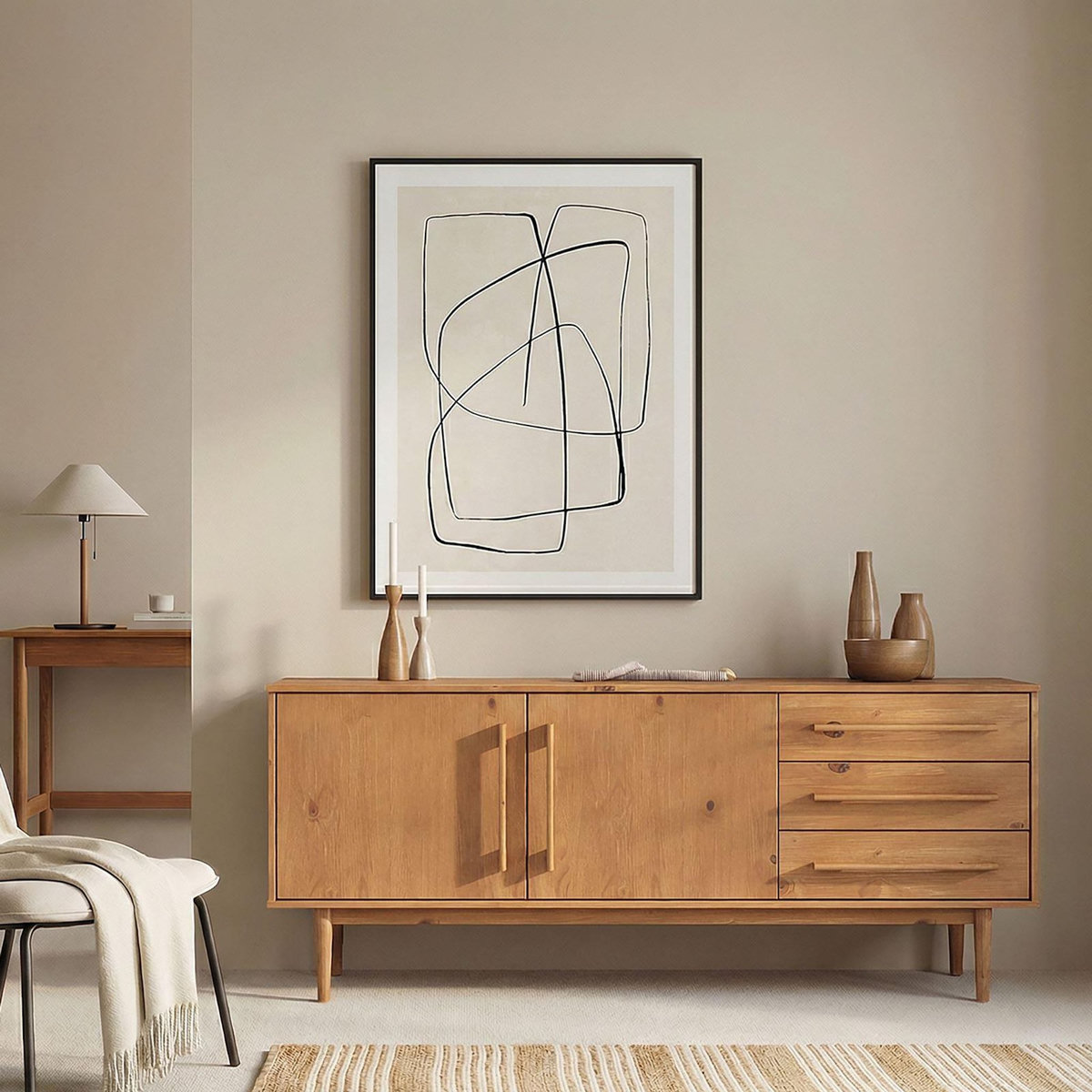 IDIMEX Buffet TECCA L 170 cm 2 portes 3 tiroirs en bois massif