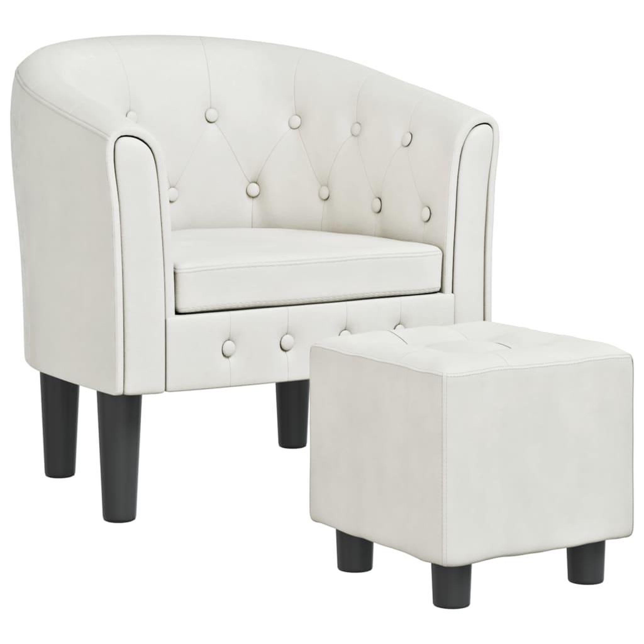Voir la diapositive 2 : VIDAXL Chaise cabriolet avec repose-pied blanc similicuir