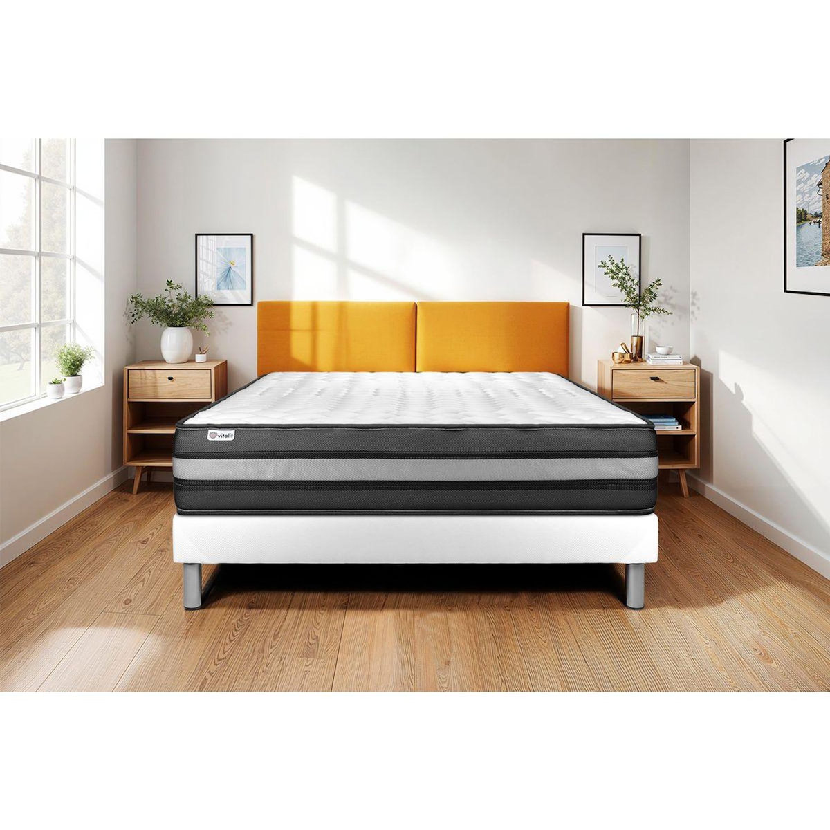 VITALIT Ensemble VITALPOWER ZEN 160 x 200 cm sommier Kit blanc