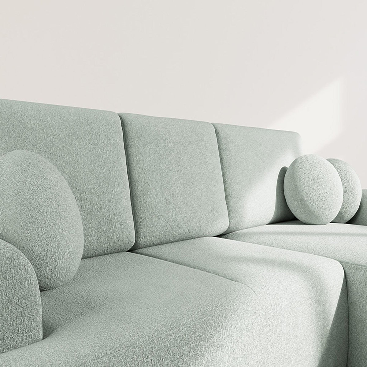 BEST MOBILIER Candela - canapé d'angle droit 4 places - convertible avec coffre - en tissu bouclette