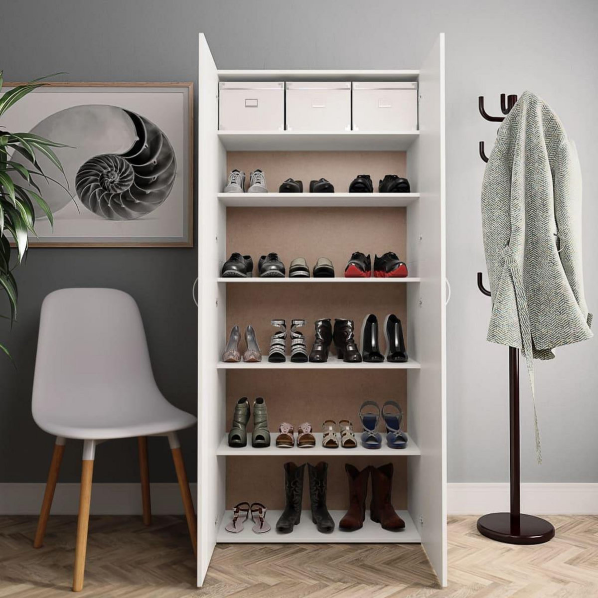 VIDAXL Armoire a chaussures Blanc 80 x 35,5 x 180 cm Bois d'ingenierie