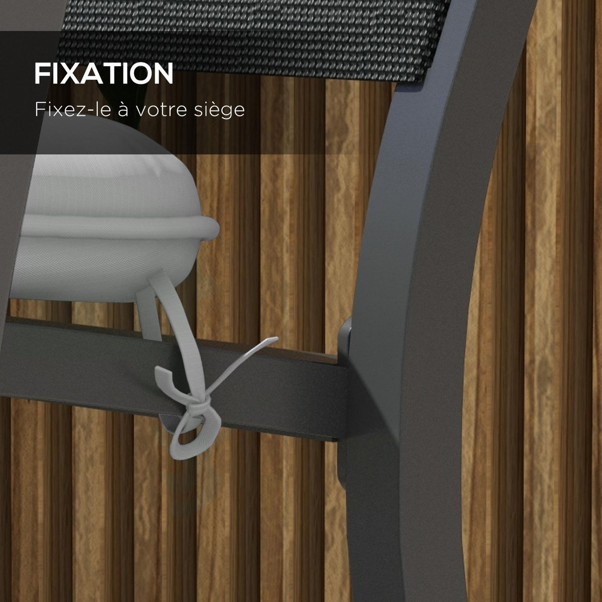 OUTSUNNY Lot de 4 coussins de chaises de jardin polyester gris clair