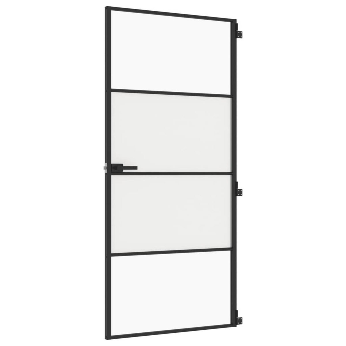 VIDAXL Porte interieure mince noir 93x201,5 cm verre trempe aluminium