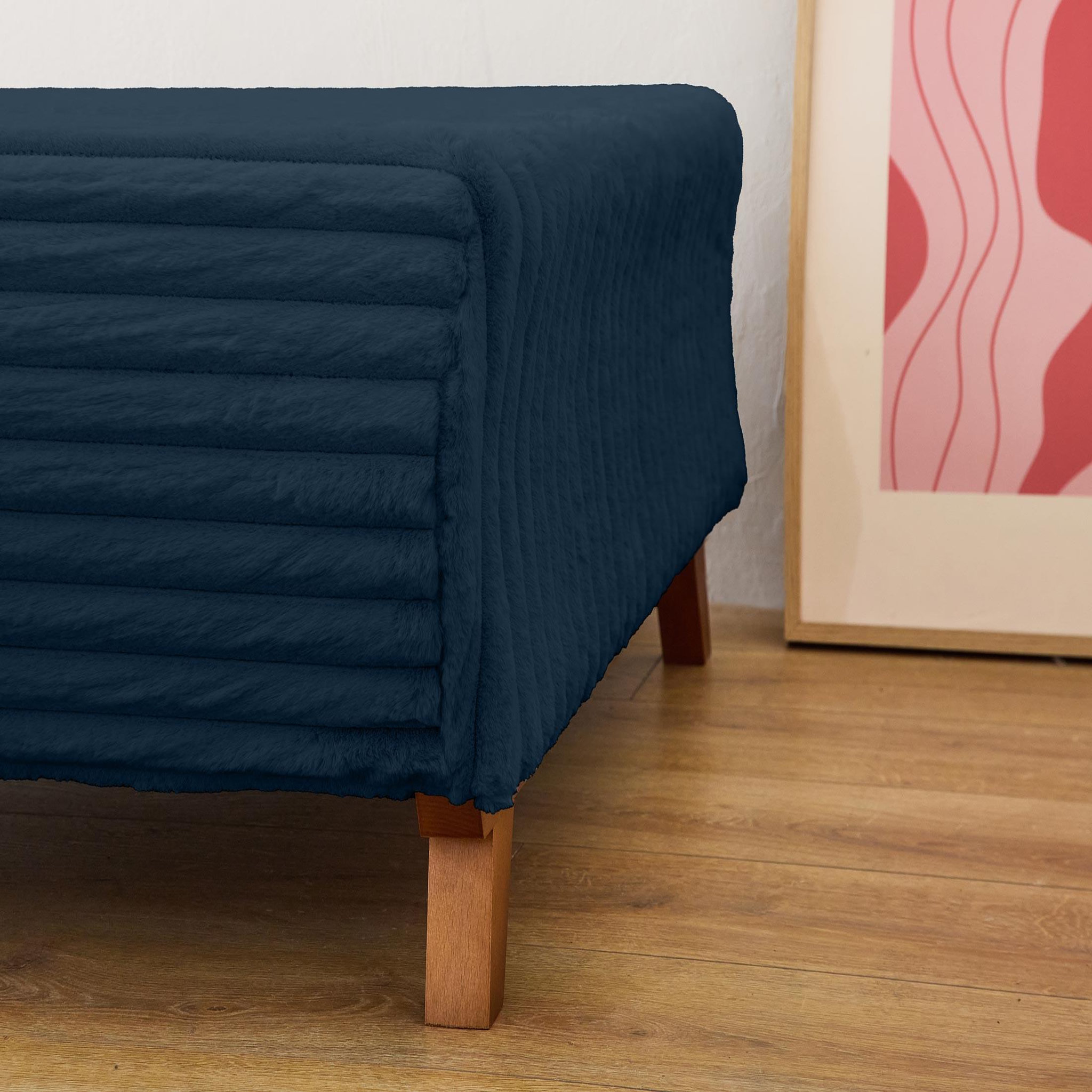 Voir la diapositive 3 : BEST MOBILIER Cristal - pouf modulable - 95 cm - en fausse fourrure côtelée