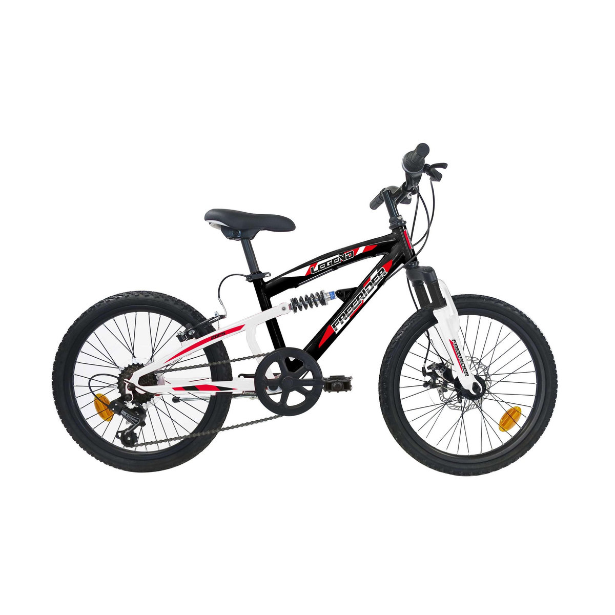 FREERIDER Vélo enfant - VTT 20'' Garçon - Tout Suspendu - Frein à disque avant - 6 Vitesses - Dérailleur Shimano