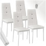 Voir la diapositive 1 : tectake Ensemble de chaises de salle à manger rembourré avec revêtement aspect cuir blanc Lot de 4