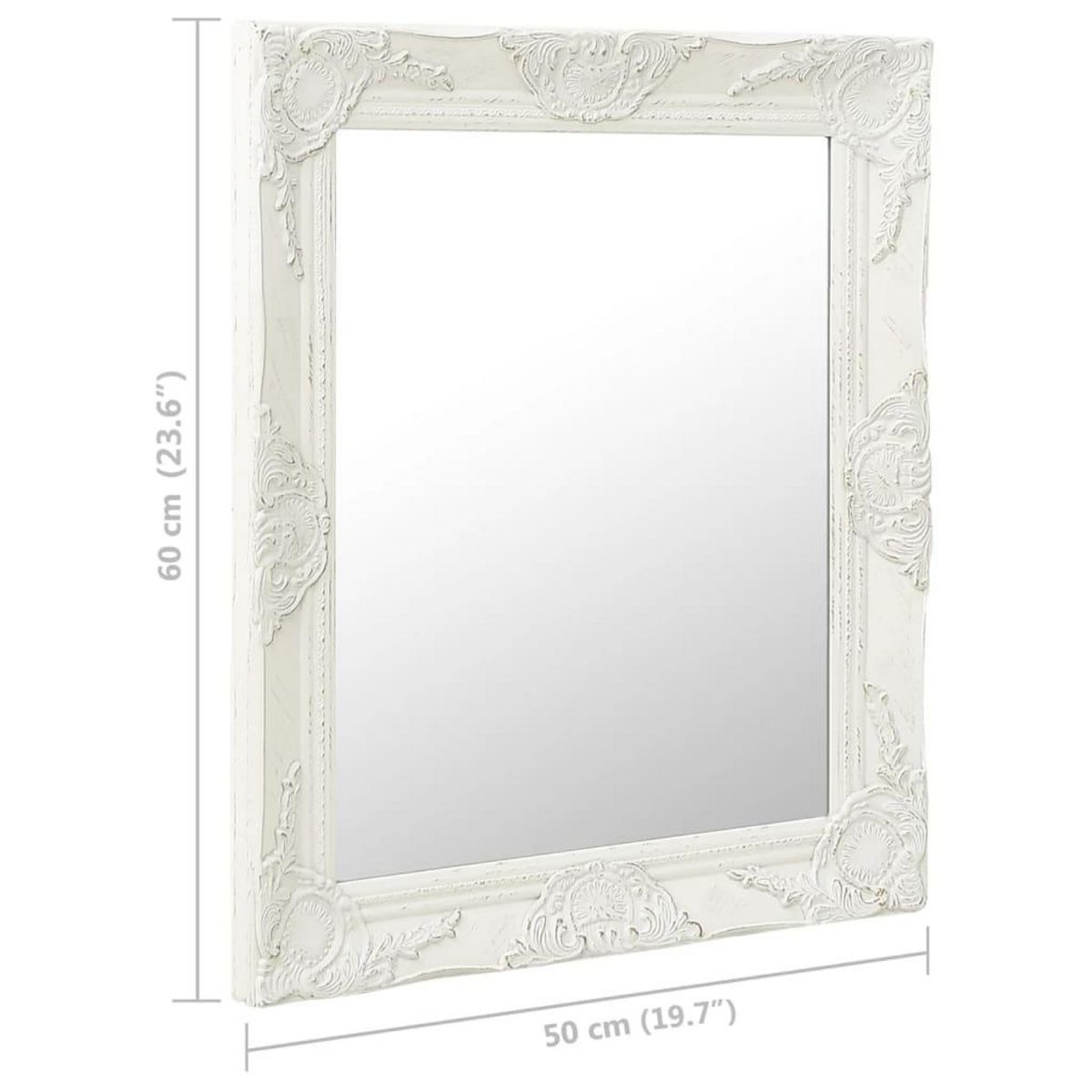 VIDAXL Miroir mural style baroque 50x60 cm Blanc