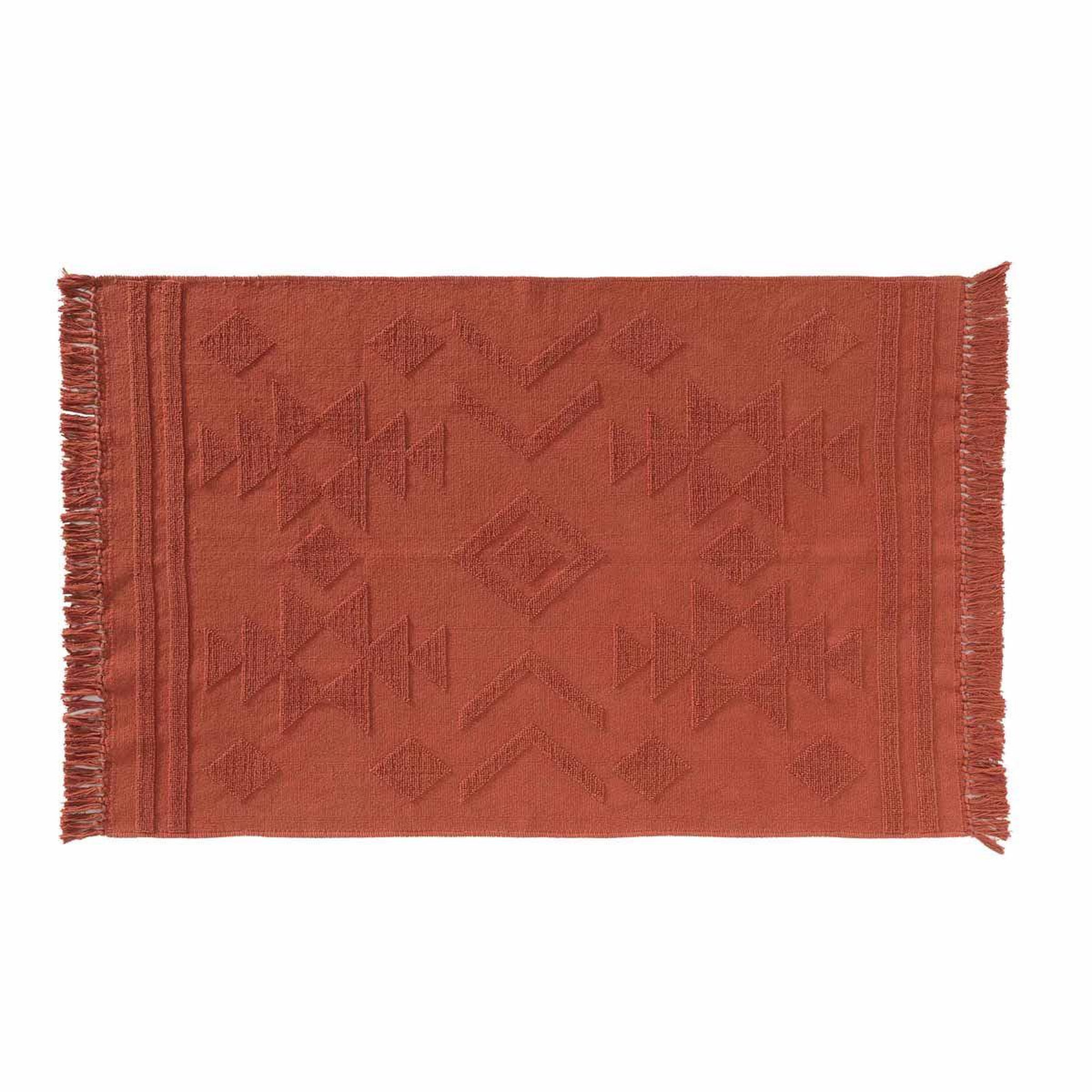 Voir la diapositive 1 : Douceur d'Intérieur Tapis déco à franges  cilaos  120x170cm terracotta