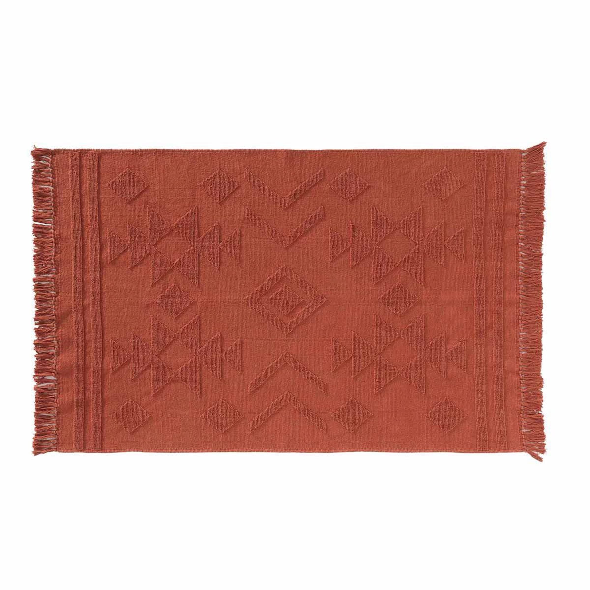 Paris Prix Tapis Déco à Franges  Cilaos  120x170cm Terracotta