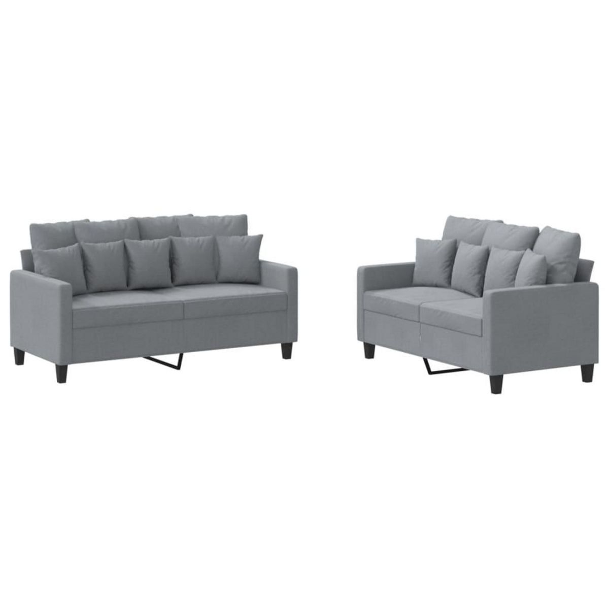 VIDAXL Ensemble de canapes 2 pcs avec coussins Gris clair Tissu