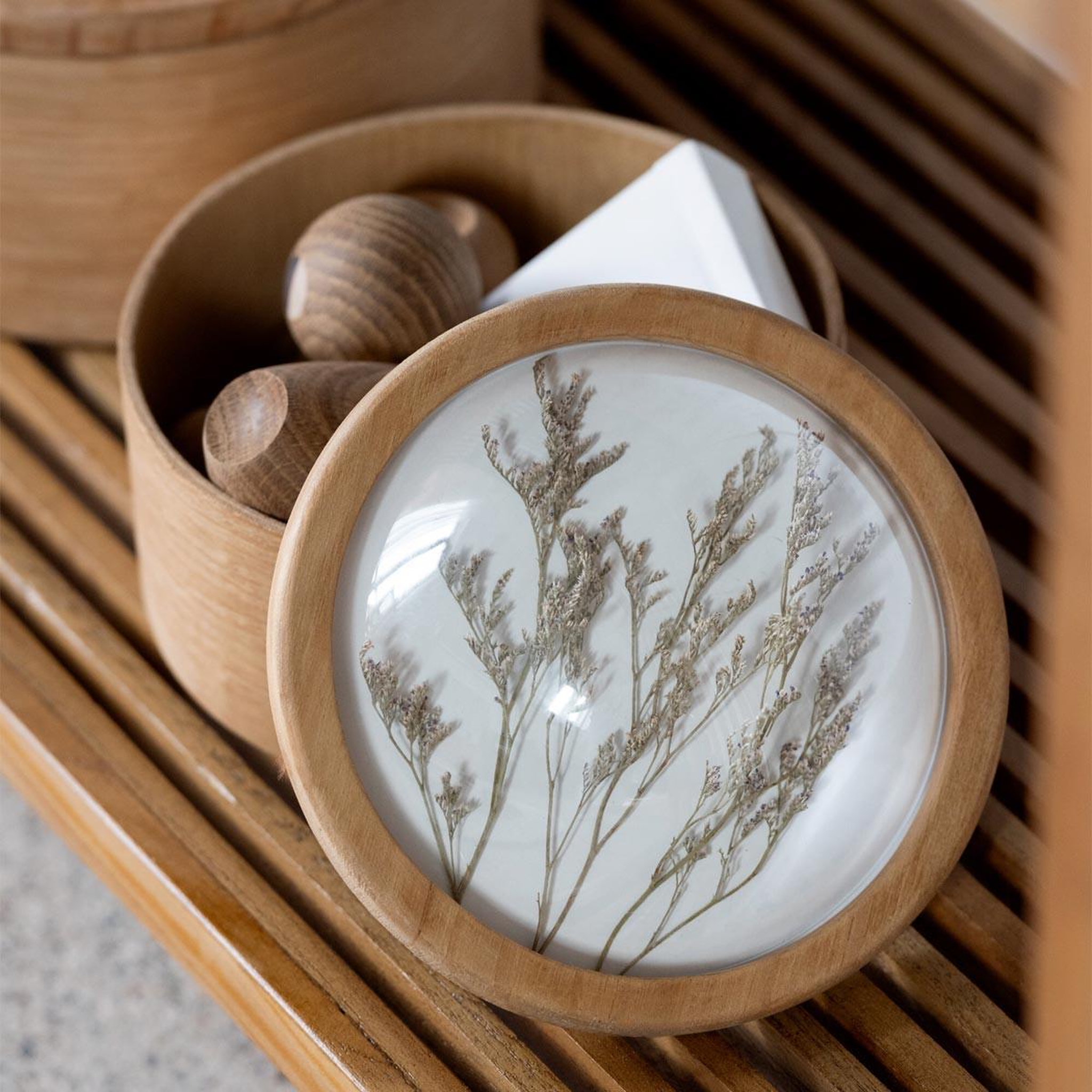 Voir la diapositive 4 : J-LINE Boîte déco en bois  cereal  16cm naturel