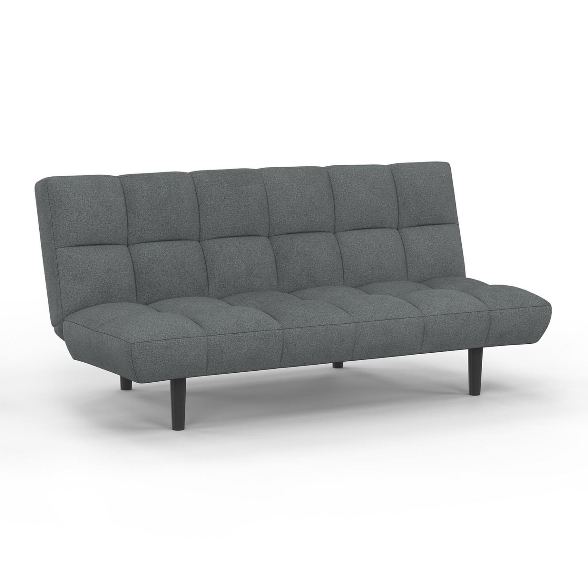 ID MARKET Canapé clic clac 3 places capitonné salome en tissu gris anthracite