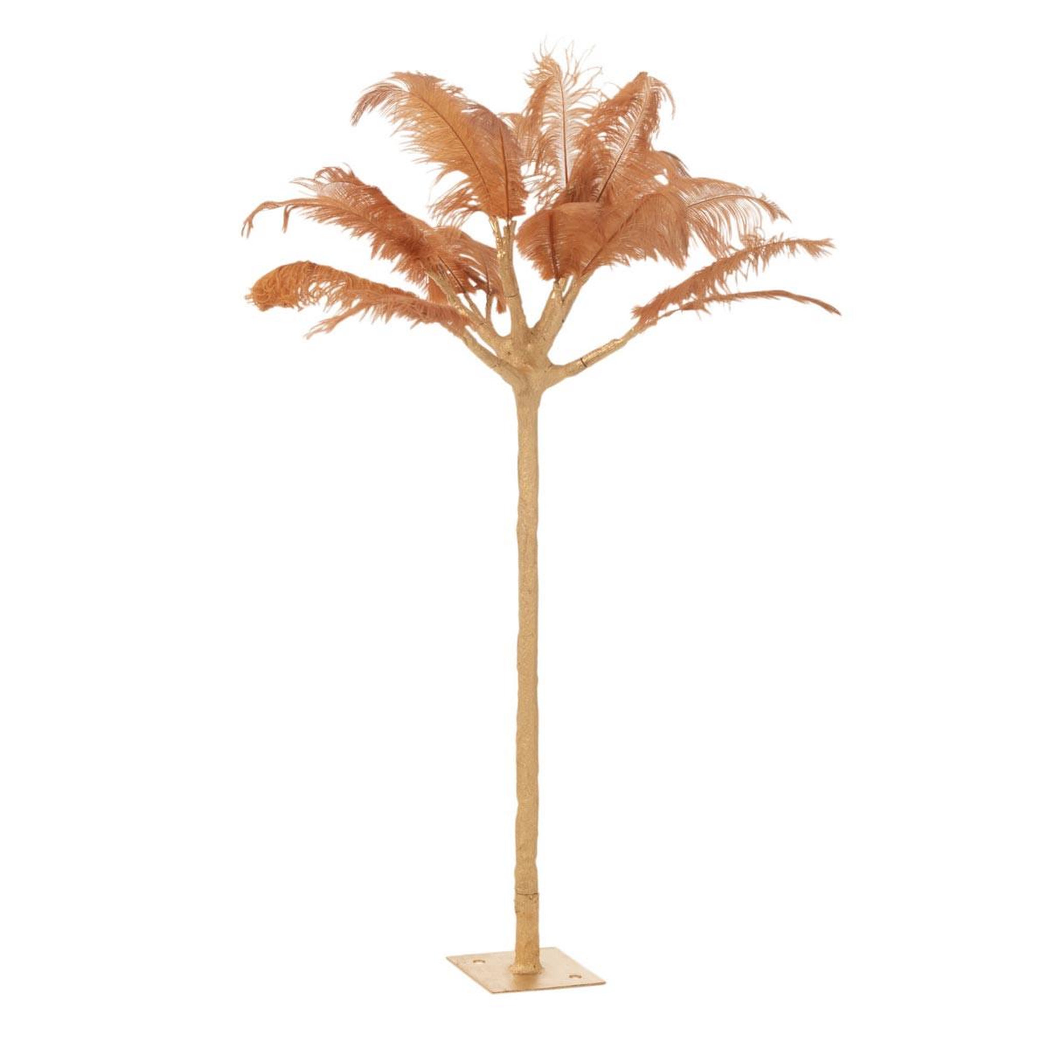 J-LINE Arbre déco en métal  plumes  120cm or & ocre