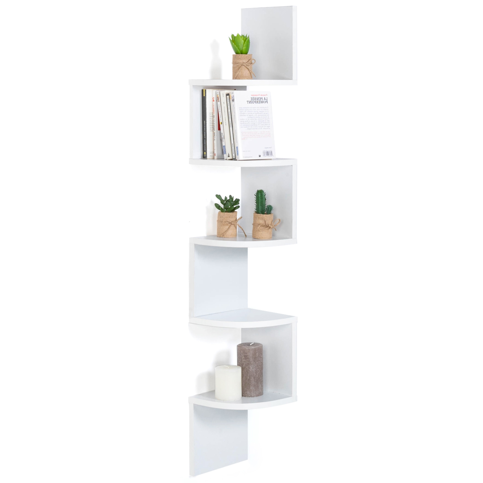 ID MARKET Etagère murale d'angle isa 5 niveaux blanche