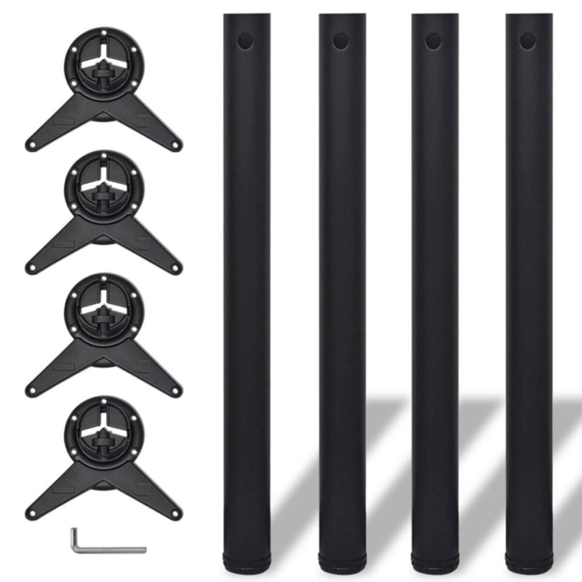 VIDAXL 4 pieds de table reglables en hauteur 710 mm Noir