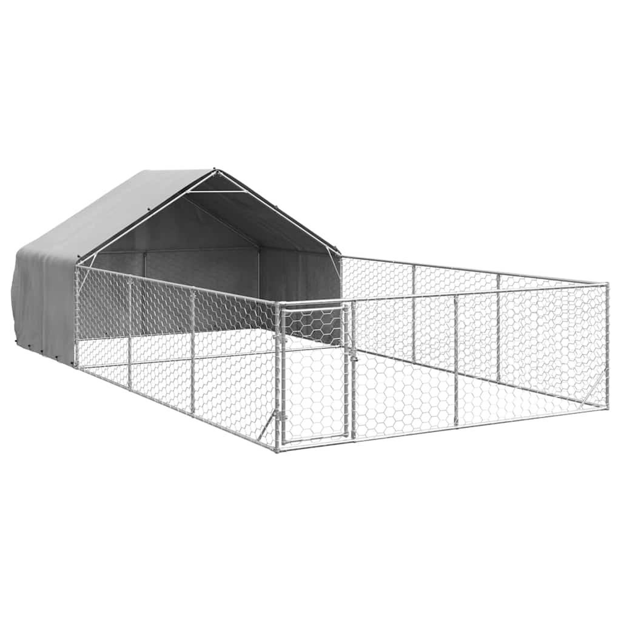 Voir la diapositive 2 : VIDAXL Niche d'exterieur pour chien enclos 7x3x1,9 m acier galvanise