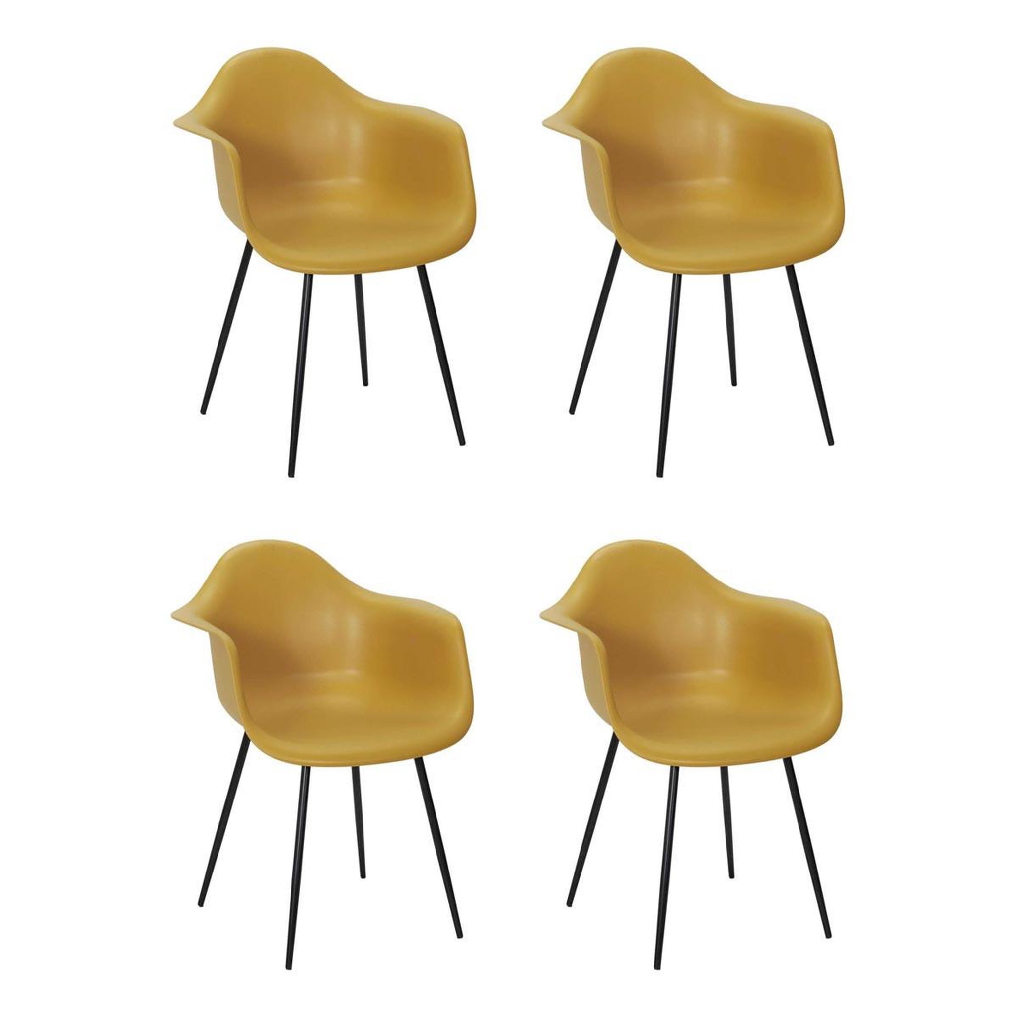 The Home Deco Factory Lot de 4 chaises fauteuil  gustav  85cm jaune