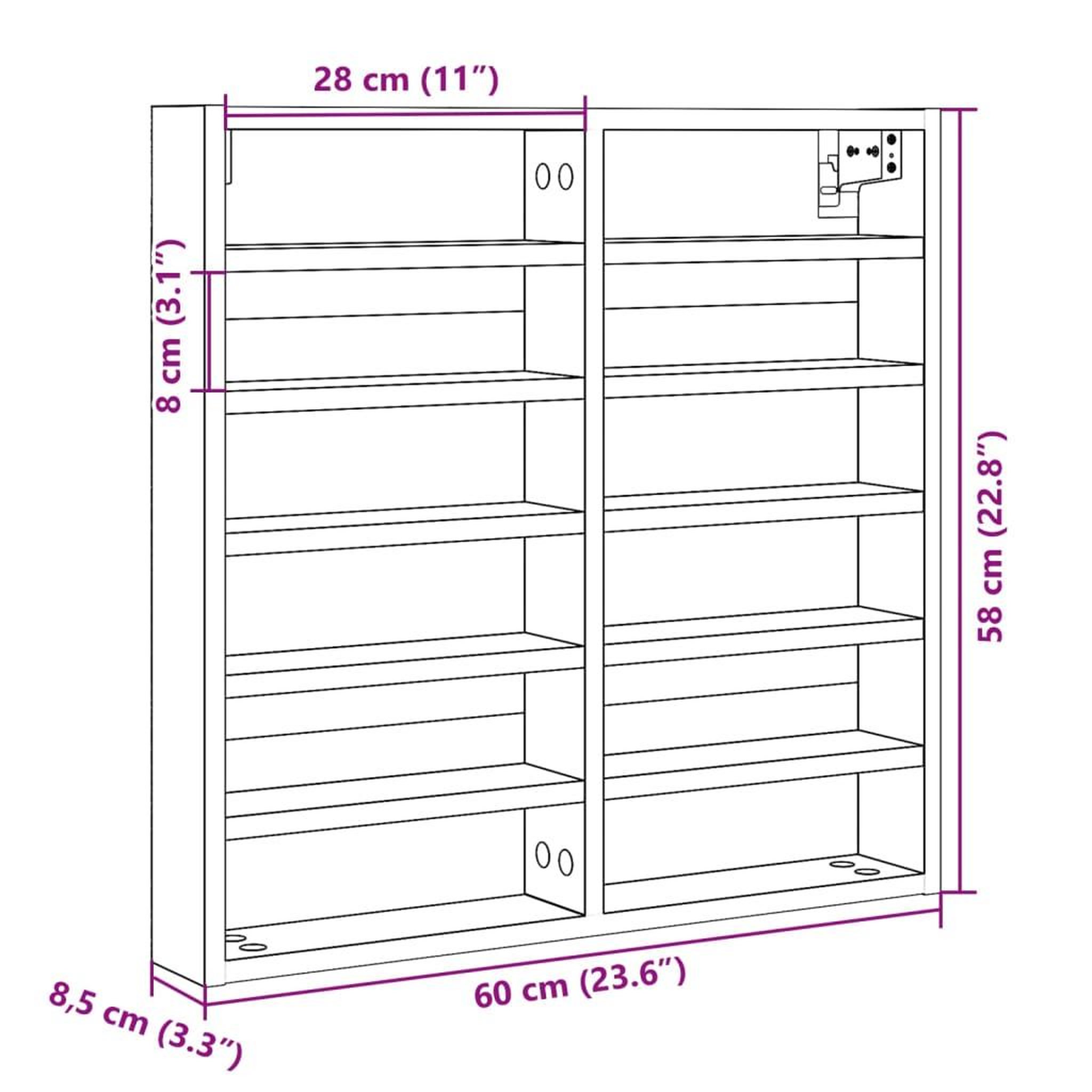 Voir la diapositive 6 : VIDAXL Armoire a vitrine noir 60x8,5x58 cm bois d'ingenierie