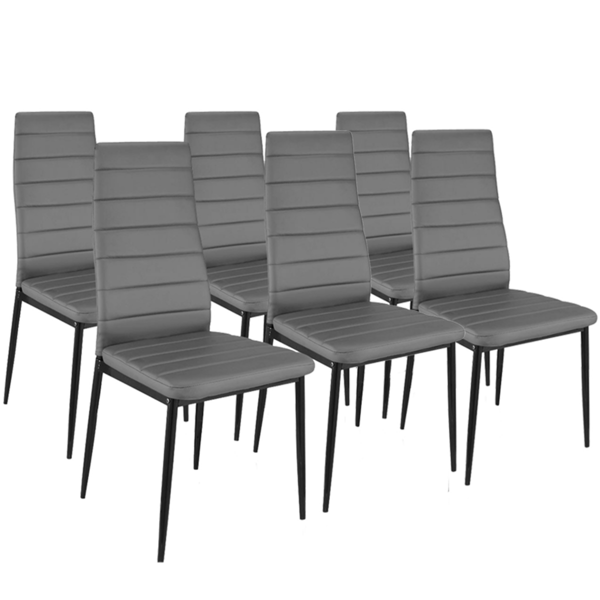 ID MARKET Ensemble table à manger GEORGIA 140 cm blanche et grise et 6 chaises ROMANE grises