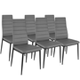 Voir la diapositive 4 : ID MARKET Ensemble table à manger GEORGIA 140 cm blanche et grise et 6 chaises ROMANE grises