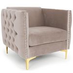 Paris Prix Fauteuil Design en Velours  Suez  83cm Taupe
