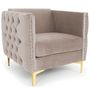 Voir la diapositive 1 : Paris Prix Fauteuil Design en Velours  Suez  83cm Taupe