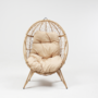 Voir la diapositive 4 : CONCEPT USINE Ensemble d'extérieur : fauteuil suspendu effet rotin et repose-pieds avec coussin beige JANE