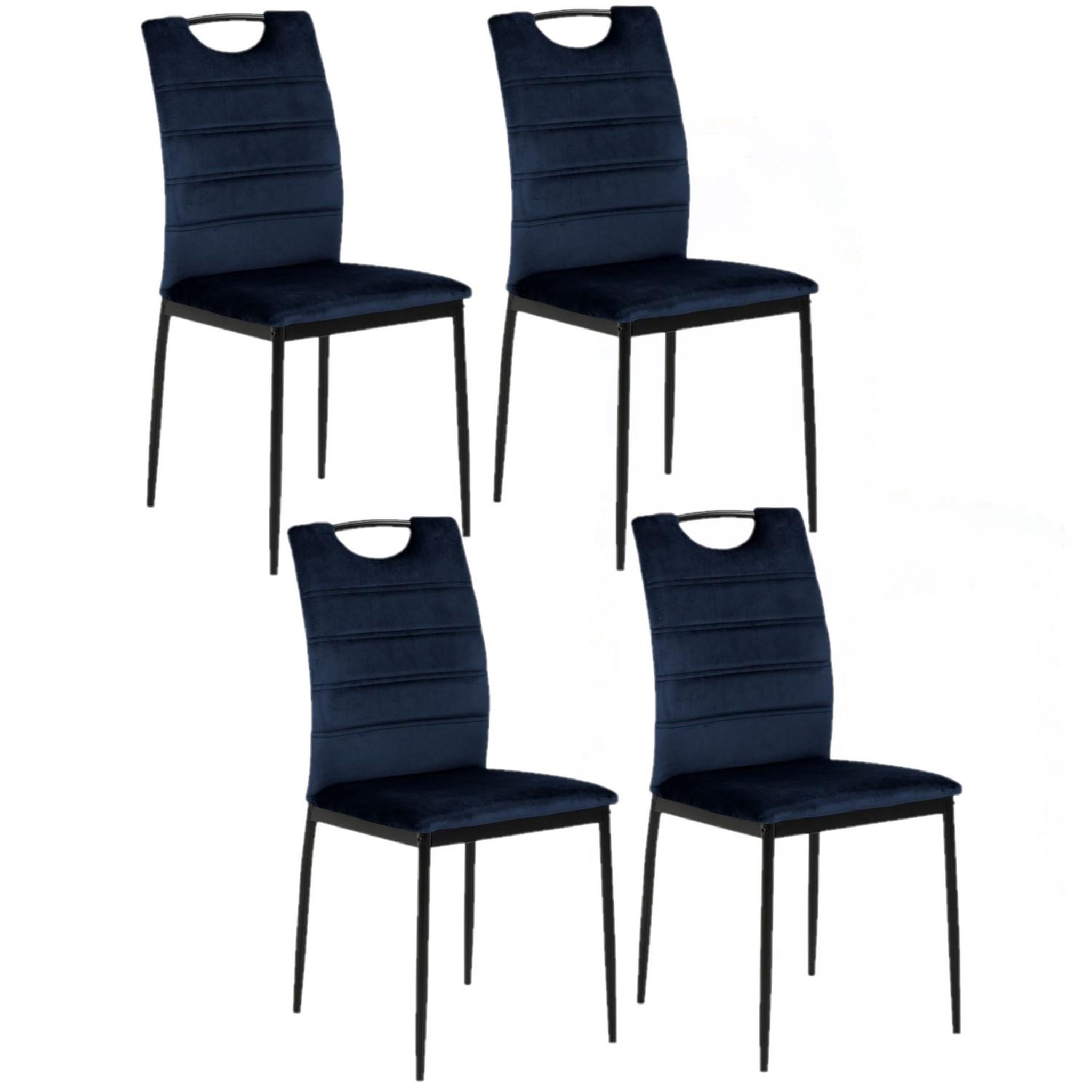 Voir la diapositive 1 : TOILINUX Lot de 4 Chaises de salle à manger Dina effet velours et métal