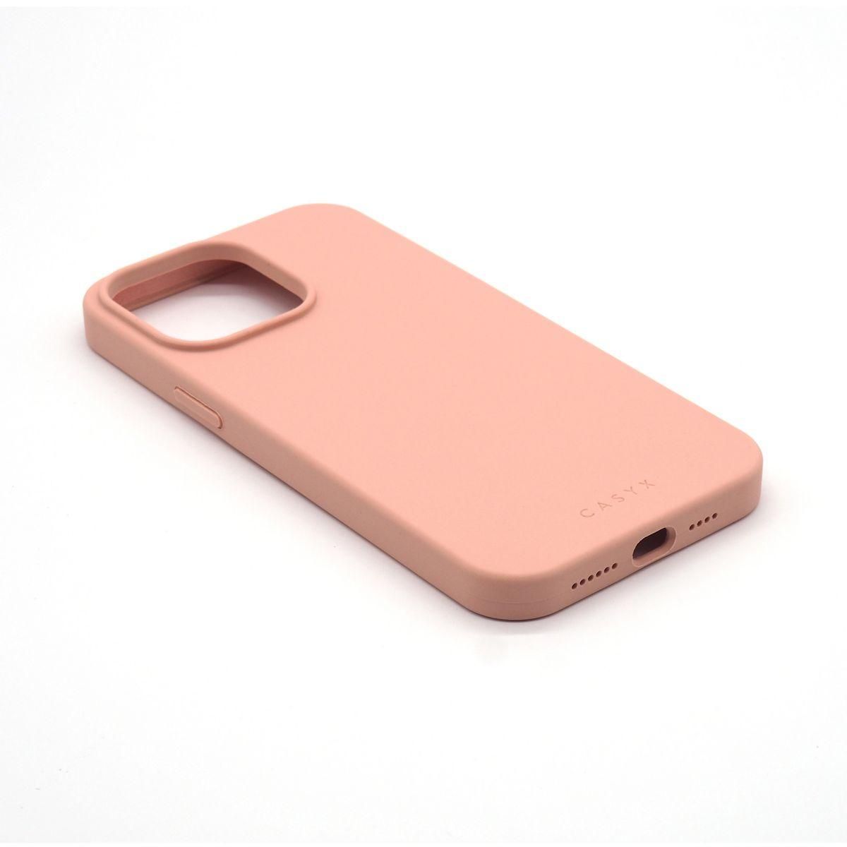 CASYX Coque iPhone 14 Pro silicone Rose MagSafe