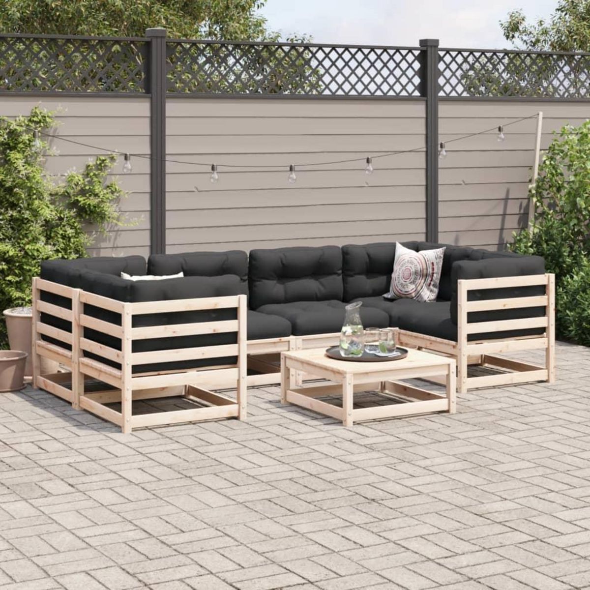 VIDAXL Salon de jardin 7 pcs bois de pin massif