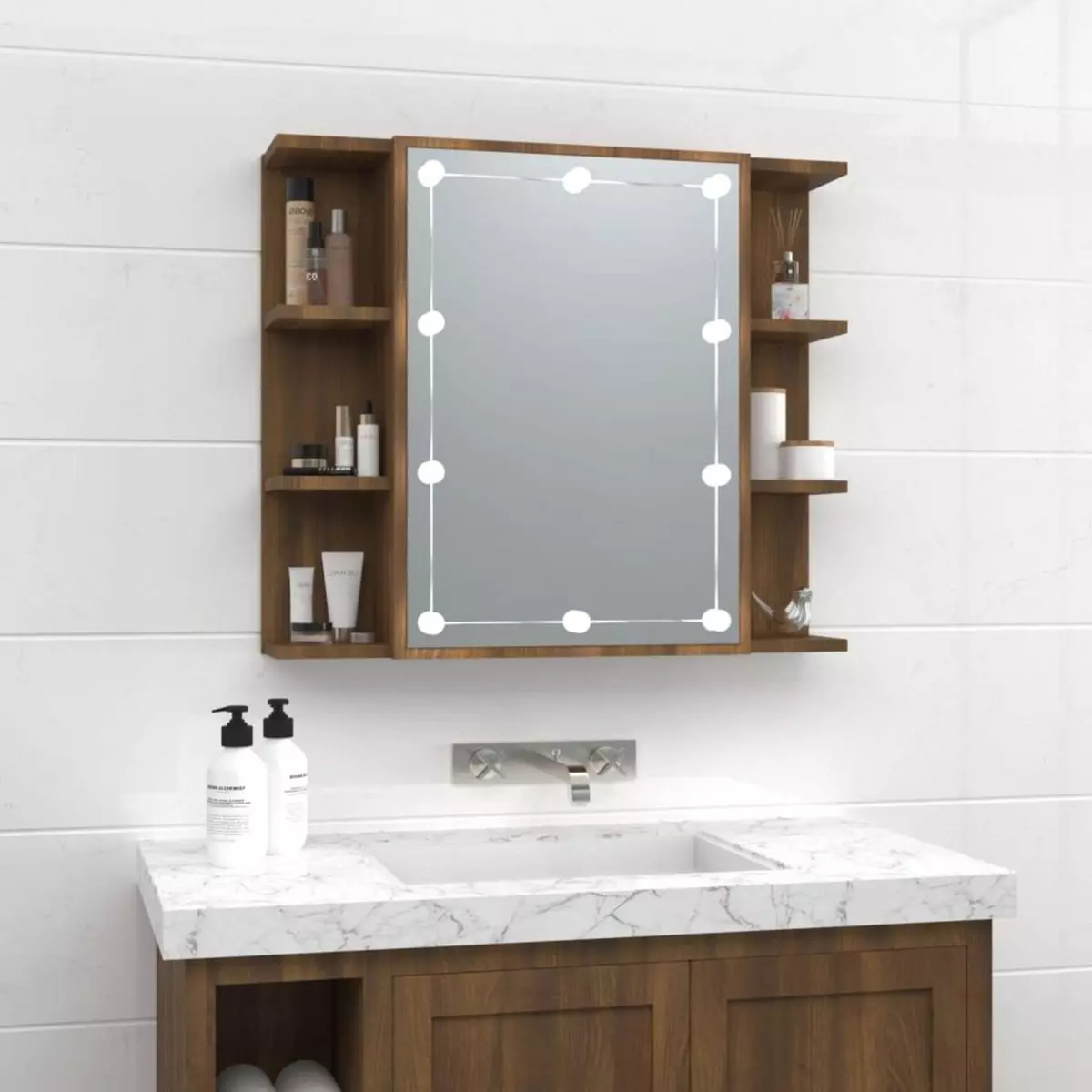 VIDAXL Armoire a miroir avec LED Chene marron 70x16,5x60 cm