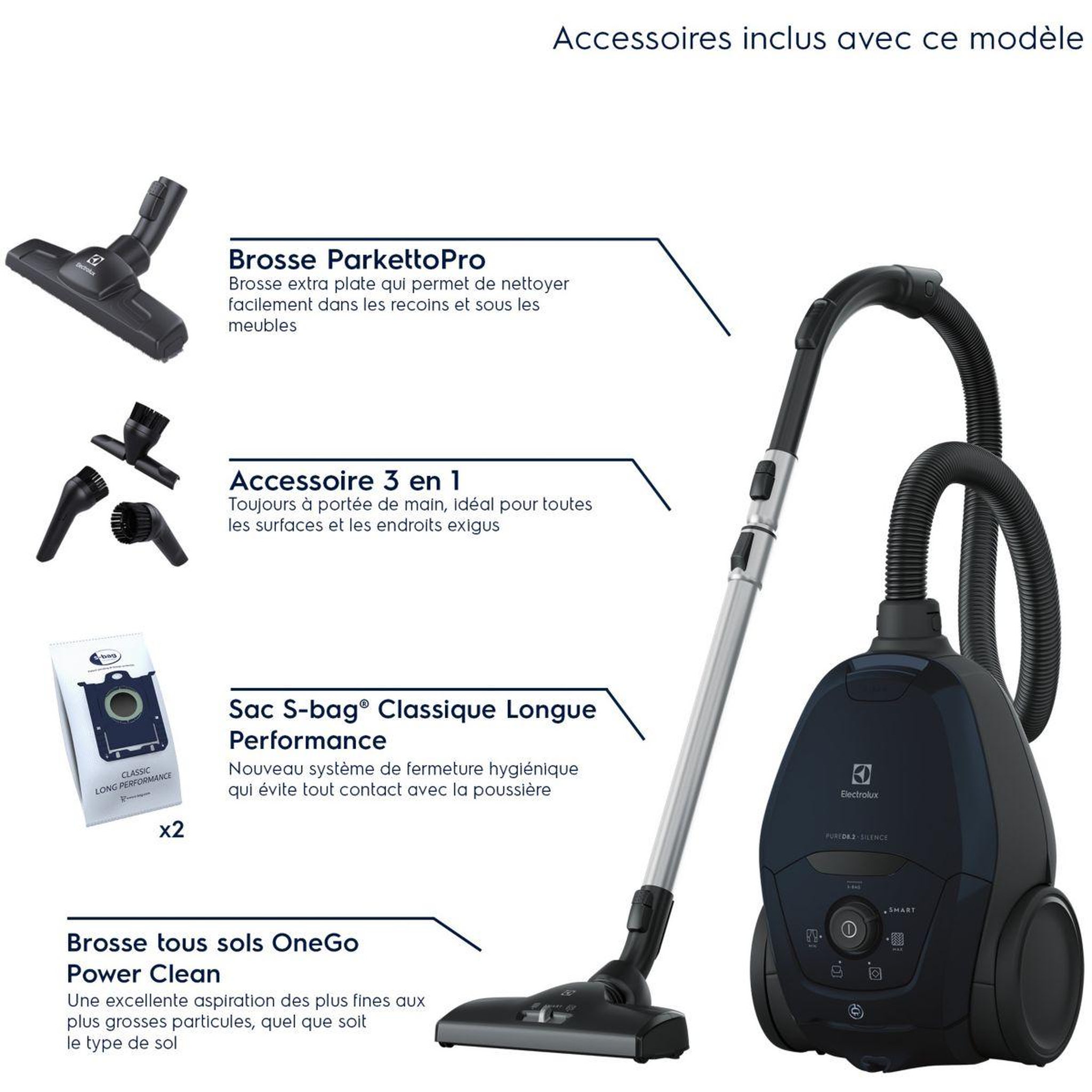 Voir la diapositive 3 : ELECTROLUX Aspirateur avec sac pure d8 pd82-4st
