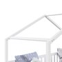 IDIMEX Lit cabane ELEA lit enfant simple montessori 90 x 190 cm, avec 2 tiroirs de rangement, en pin massif lasuré blanc