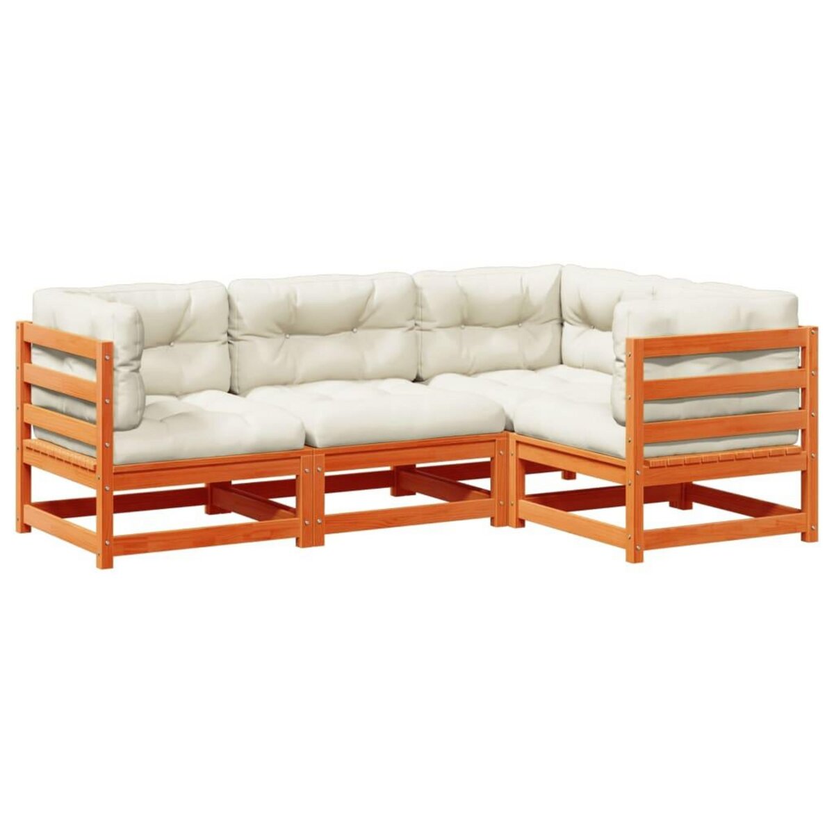 VIDAXL Salon de jardin 4 pcs avec coussins cire marron bois pin massif