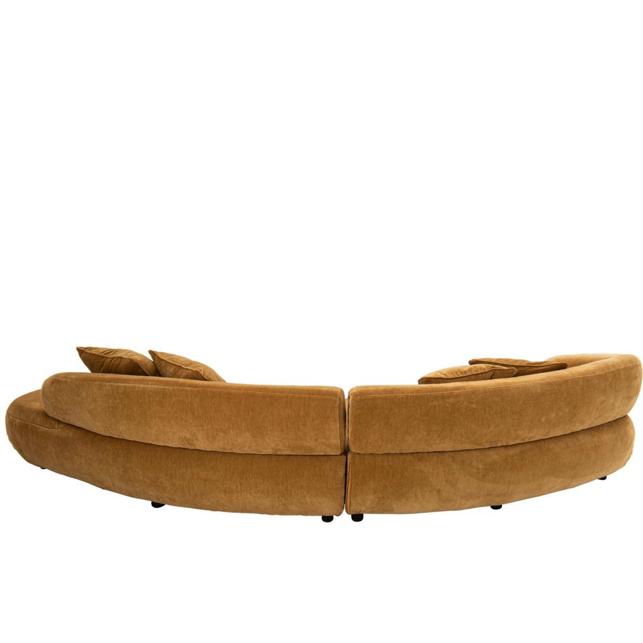 Voir la diapositive 2 : J-LINE Canapé 4 places arrondi  macaron  320cm moutarde