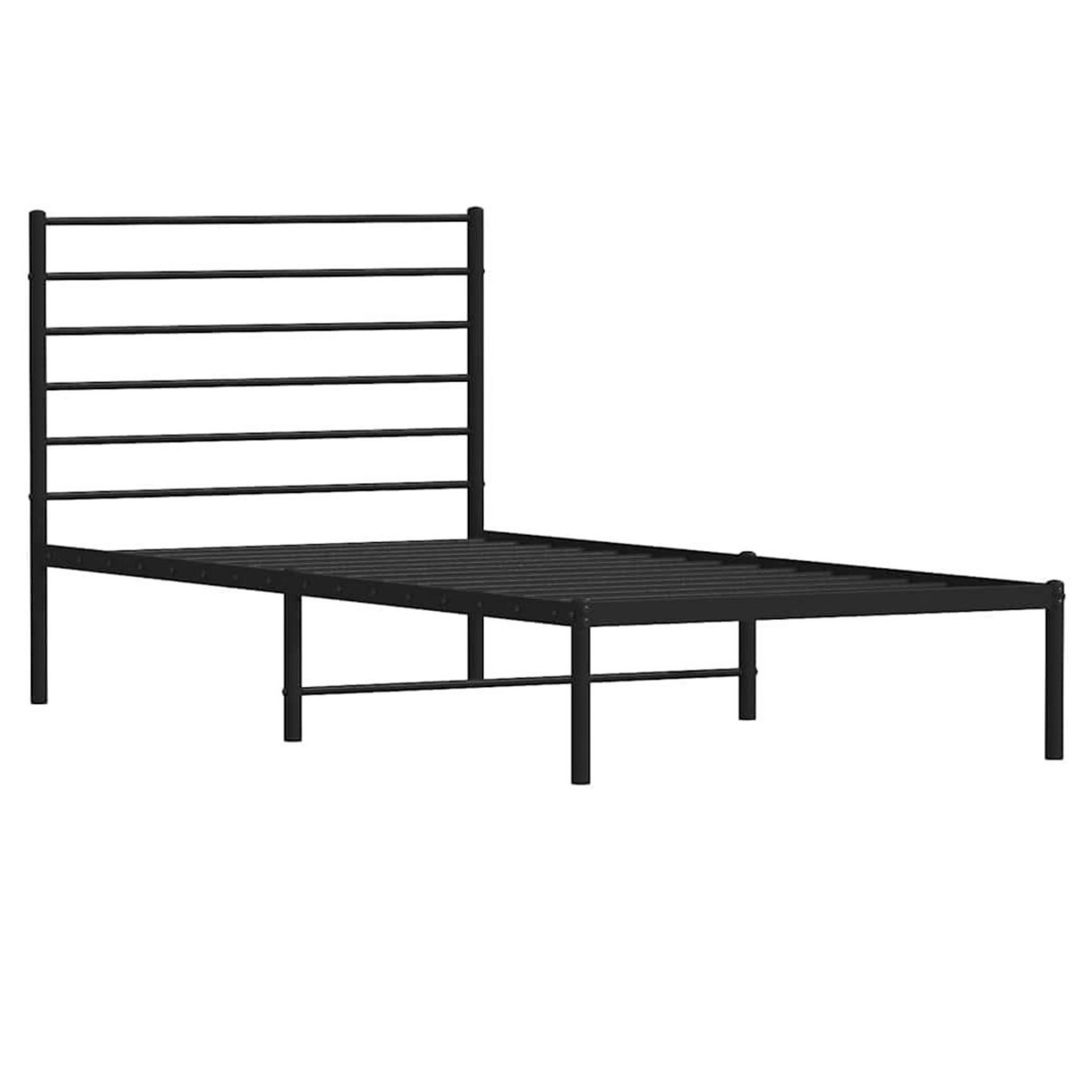 VIDAXL Cadre de lit metal sans matelas avec tete de lit noir 100x190cm